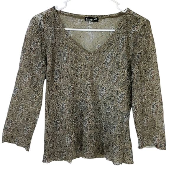 Biyaycda Tops - 2260 * Biyaycda Mesh Lace Top Green Size M Y2K